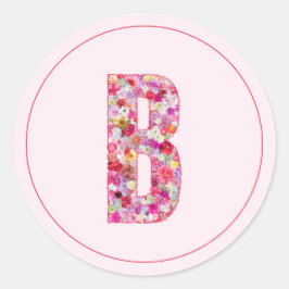 Moderne elegante floral pinke Monogramm Buchstabe  Runder Aufkleber