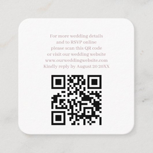 Moderne Elegante floral Wild QR Code & UAWG Weddin Begleitkarte (Vorderseite)