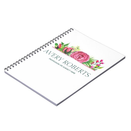 Moderne Elegante florale Aquarell Notizblock (Linke Seite)