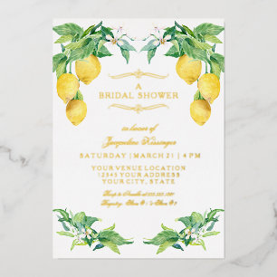 Moderne elegante florale goldene Brautparty Folieneinladung