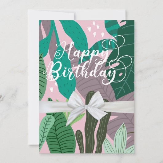 Moderne elegante florale Happy Birthday Flat Card (Vorderseite)