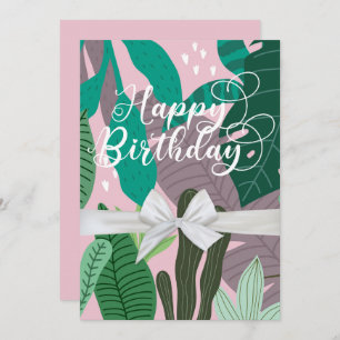 Moderne elegante florale Happy Birthday Flat Card