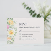 Moderne elegante, florale Rose RSVP Card Dankeskarte (Stehend Vorderseite)