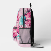 Moderne elegante florale Wasserfarbe Rucksack (Rechts)