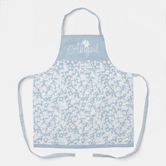 Moderne elegante, florale, weiße Daisy-Schürze Schürze (Vorderseite)