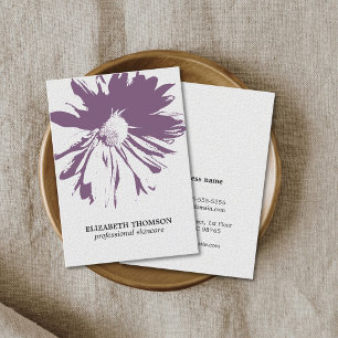 Moderne elegante Floraltextur lila Kosmetikerin Visitenkarte