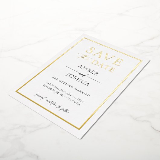 Moderne, elegante Foil-Hochzeit speichern das Datu Folieneinladung (Gedreht)