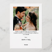 Moderne elegante Folie Hochzeit danke Karte (Rückseite)