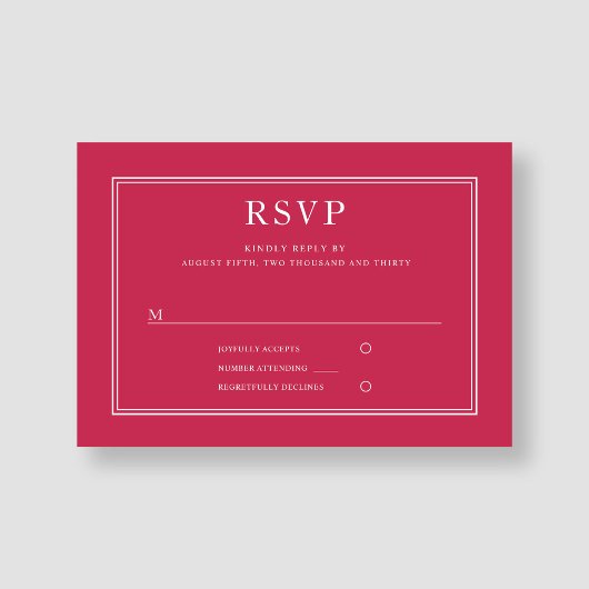 Moderne Elegante Formal Magenta Wedding RSVP Karte