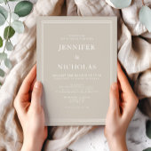 Moderne Elegante Formal Taupe Beige Hochzeit Einladung