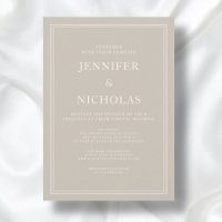 Moderne Elegante Formal Taupe Beige Virtual Weddin