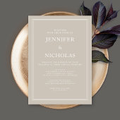 Moderne Elegante Formal Taupe Beige Virtual Weddin Einladung