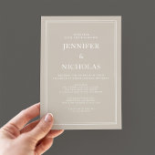 Moderne Elegante Formal Taupe Beige Virtual Weddin Einladung