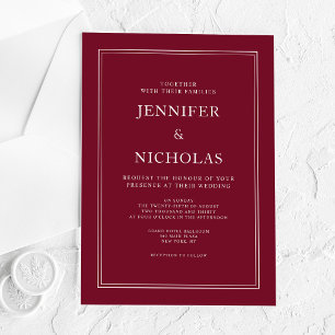 Moderne elegante formelle burgunderrote Hochzeit Acryleinladungen
