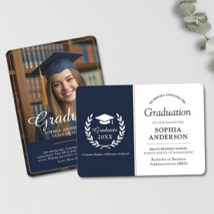 Moderne elegante formelle Navy-Abschlussanzeige Einladung