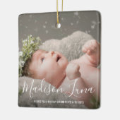 Moderne Elegante Foto Babys Erste Weihnachten Keramikornament (Links)