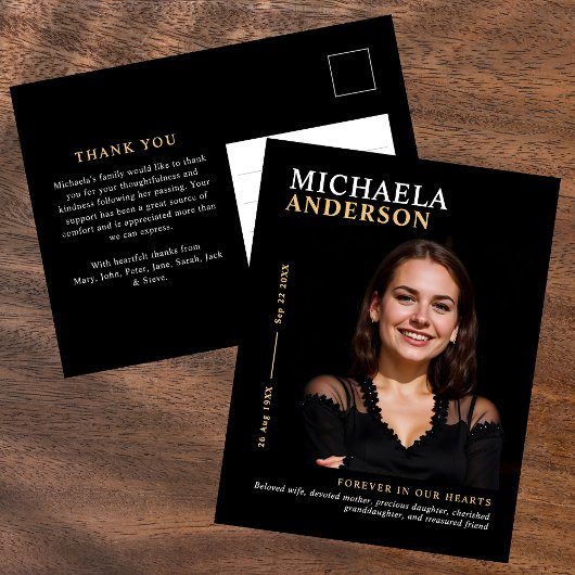 Moderne Elegante Foto Beerdigung/Gedenkstätte Viel Postkarte