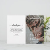 Moderne elegante Foto-Budget-Falt-Hochzeitsprogram (Stehend Vorderseite)