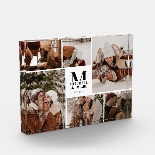 Moderne, elegante Foto-Collage der weißen Familie Fotoblock (Links)