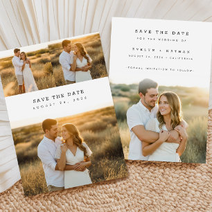 Moderne Elegante Foto-Collage-Hochzeit Save The Date