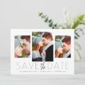 Moderne elegante Foto Collage Save the Date Karte (Stehend Vorderseite)