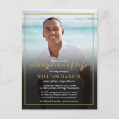 Moderne Elegante Foto Feier zum Leben Beerdigung Ankündigungspostkarte (Vorderseite)