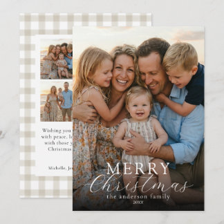 Moderne elegante Foto Frohe Weihnachten Gingham
