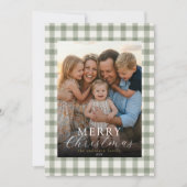 Moderne elegante Foto Frohe Weihnachten Gingham (Vorderseite)