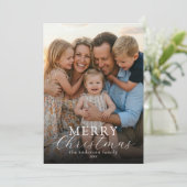 Moderne elegante Foto Frohe Weihnachten Gingham (Stehend Vorderseite)