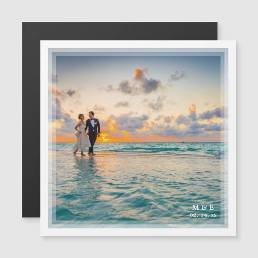 Moderne elegante Foto-Gastgeschenk Hochzeit Magneteinladung (Vorne/Hinten)