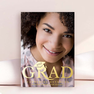 Moderne Elegante Foto Graduation Party Folieneinladung