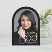 Moderne, elegante Foto-Graduierungspartei für Skri Einladung (Stehend Vorderseite)