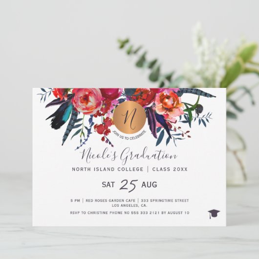 Moderne, elegante FOTO-Graduierungsparty Einladung (Stehend Vorderseite)