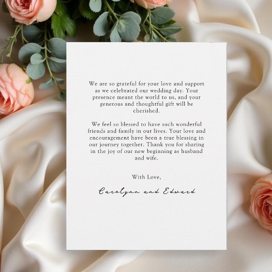 Moderne, elegante Foto Hochzeit Dankeskarte