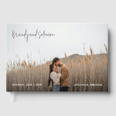 Moderne elegante Foto-Hochzeit Gästebuch (Vorderseite)