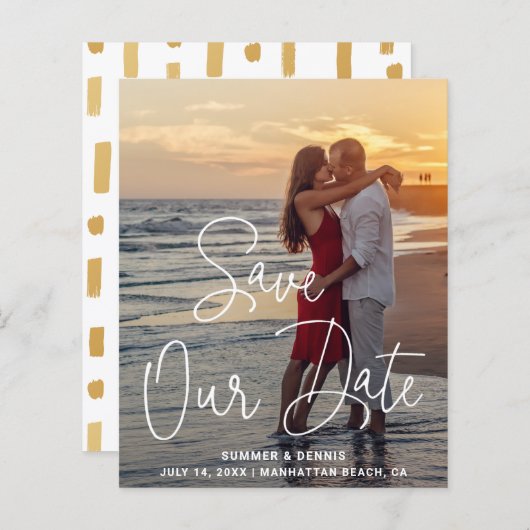 Moderne, elegante Foto-Hochzeit rettet das Datum (Vorne/Hinten)