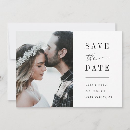 Moderne, elegante Foto Hochzeit Save The Date (Vorderseite)