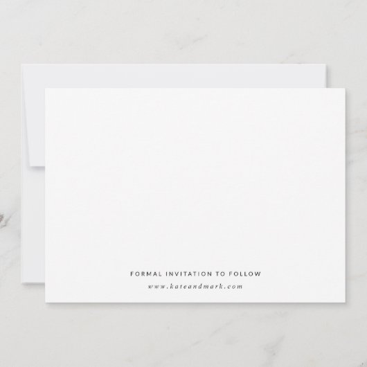 Moderne, elegante Foto Hochzeit Save The Date (Rückseite)