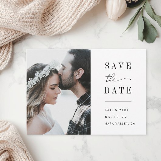 Moderne, elegante Foto Hochzeit Save The Date