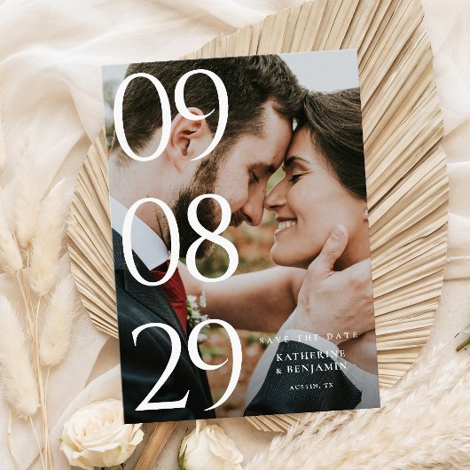 Moderne elegante Foto-Hochzeit Save The Date
