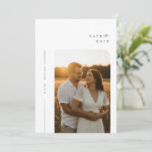 Moderne, elegante Foto Hochzeit Save The Date (Stehend Vorderseite)
