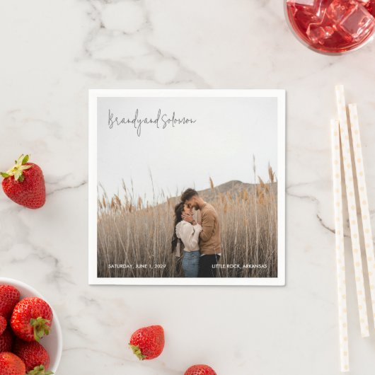 Moderne elegante Foto-Hochzeit Serviette (Beispiel)