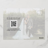 Moderne, elegante Foto-Hochzeit spart das Datum Folie Einladungspostkarte (Rückseite)