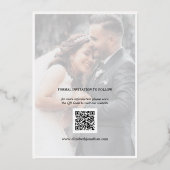Moderne, elegante Foto-Hochzeit spart das Datum Folieneinladung (Rückseite)