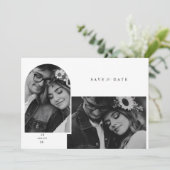 Moderne, elegante Foto-Hochzeit spart das Datum Save The Date (Stehend Vorderseite)