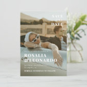 Moderne Elegante Foto Hochzeit speichern das Datum Einladung (Stehend Vorderseite)