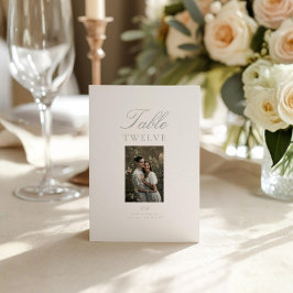 Moderne elegante Foto-Hochzeitstisch-Nummernkarte