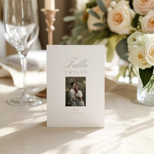 Moderne elegante Foto-Hochzeitstisch-Nummernkarte