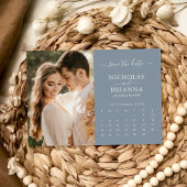 Moderne Elegante Foto Kalender Dusty Blue Wedding Save The Date