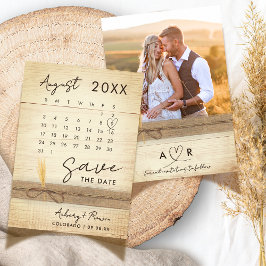 Moderne Elegante Foto Kalender Rustikale Holzhochz Save The Date